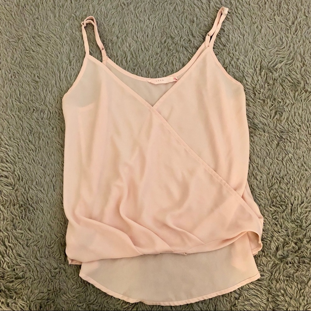 LUSH Light Pink Split Neck V-Tank Top Size XS - Picture 2 of 7